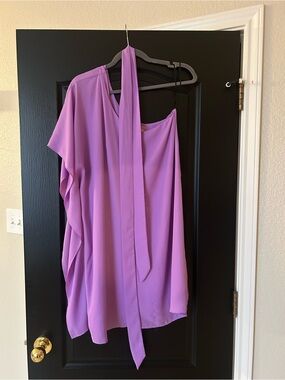 Show Me Your Mumu Lavender One-Shoulder Chiffon Tunic with Sash